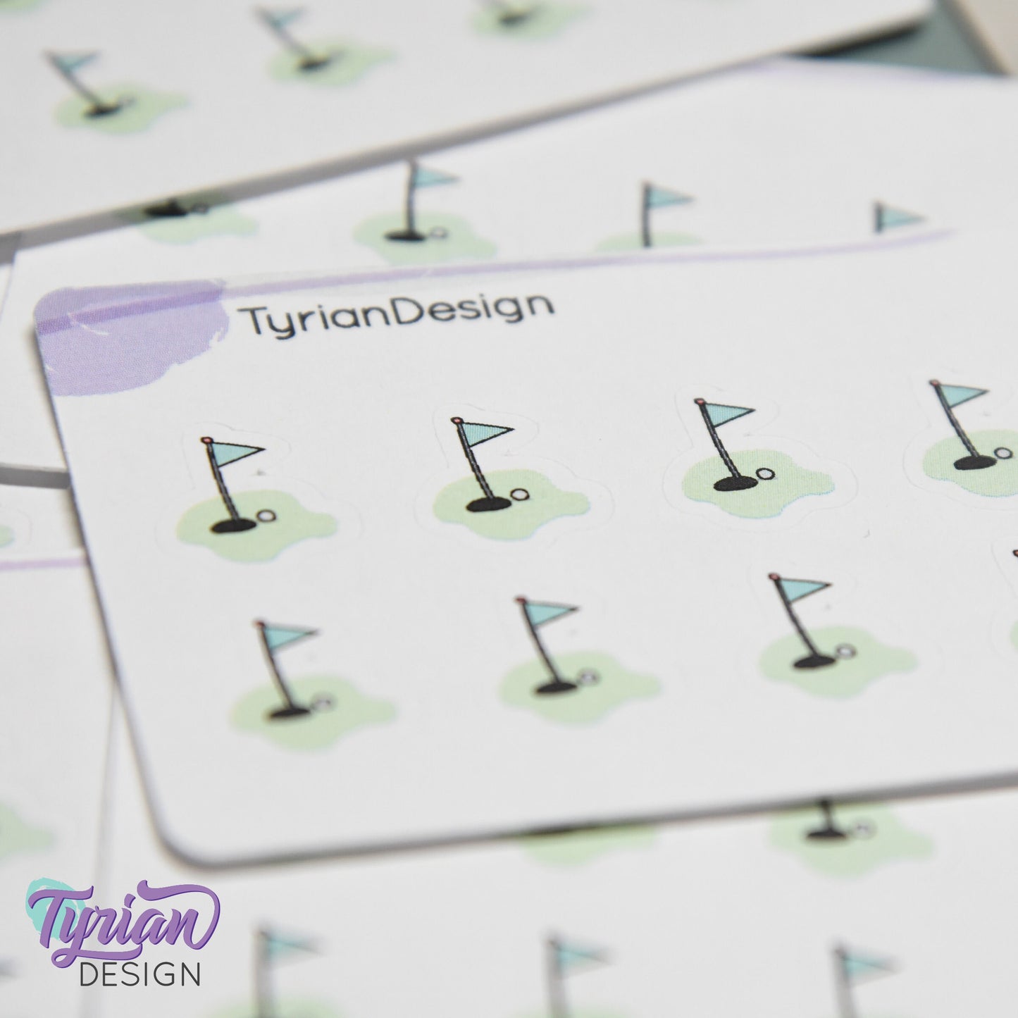 Golf Stickers | Mini Sheet of Golf Tee Time | 10 Stickers | .5 x .6" each | 3.375" x 2.125" Mini Sheet | White or Clear Matte