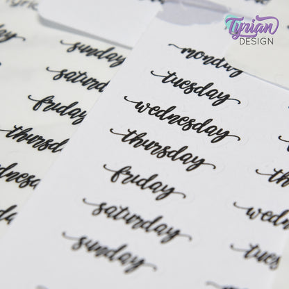 Days of the week Stickers | 28 Stickers | Gigi Font