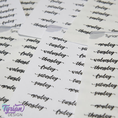 Days of the week Stickers | 28 Stickers | Gigi Font