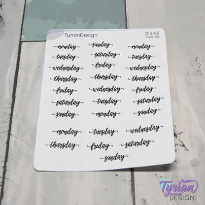 Days of the week Stickers | 28 Stickers | Gigi Font