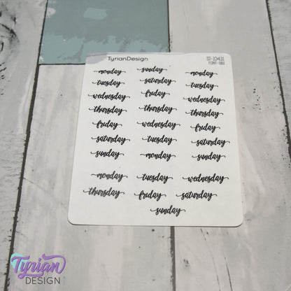 Days of the week Stickers | 28 Stickers | Gigi Font