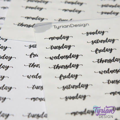 Days of the week Stickers | 28 Stickers | Gigi Font