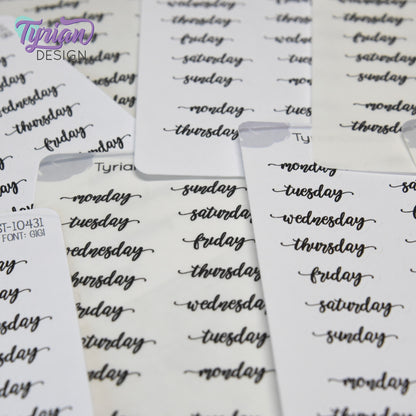 Days of the week Stickers | 28 Stickers | Gigi Font
