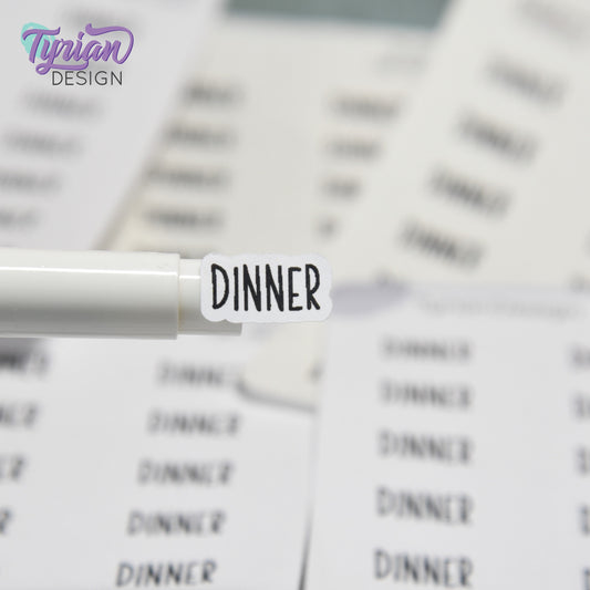 Dinner Sticker | 24 Stickers | .61" x .35" Each | Charley Font.