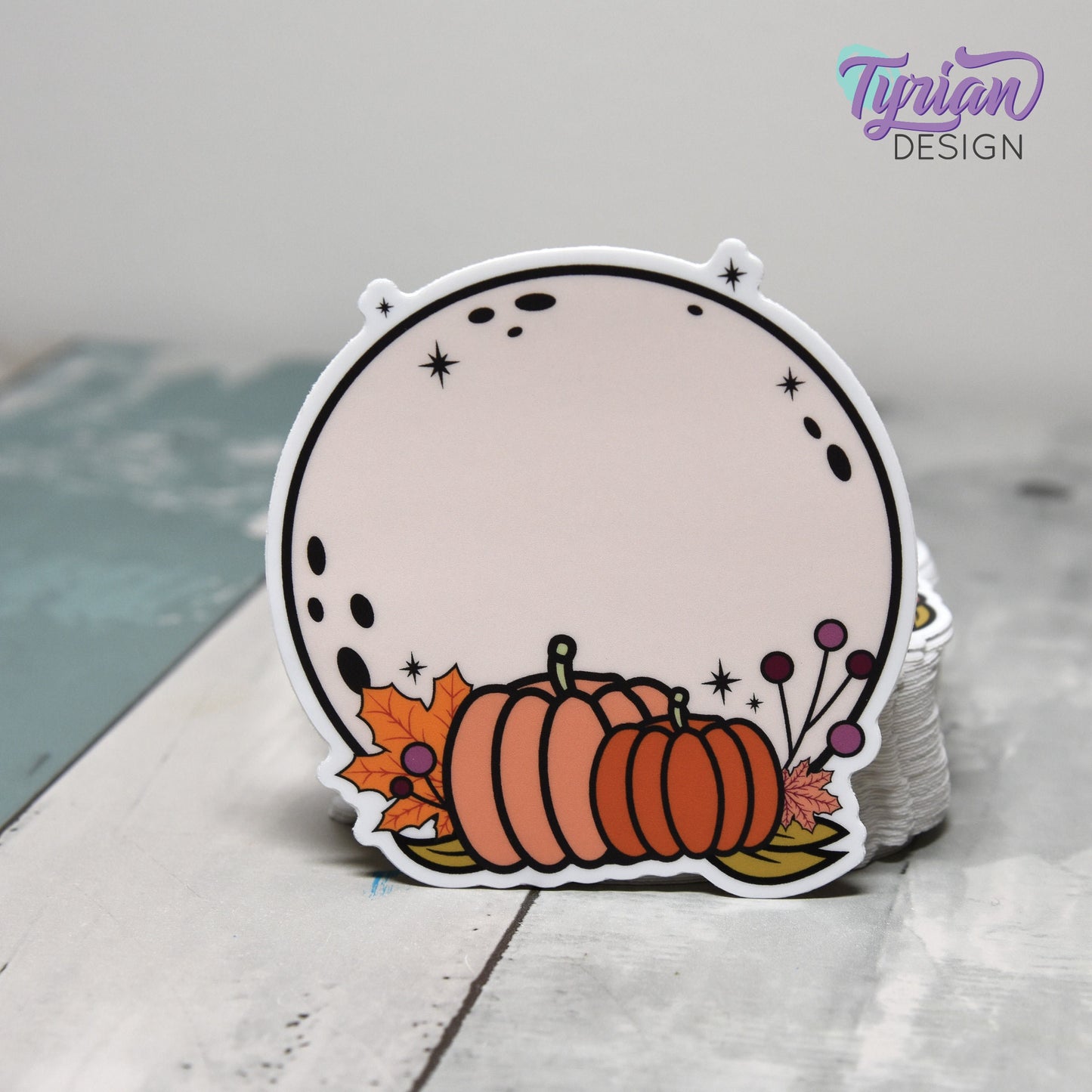 Pumpkin Moon Vinyl Sticker | High quality weather proof vinyl | 3 x 3" | Fall Full Moon | Pumpkin Full Moon sticker | Shades of Autumn