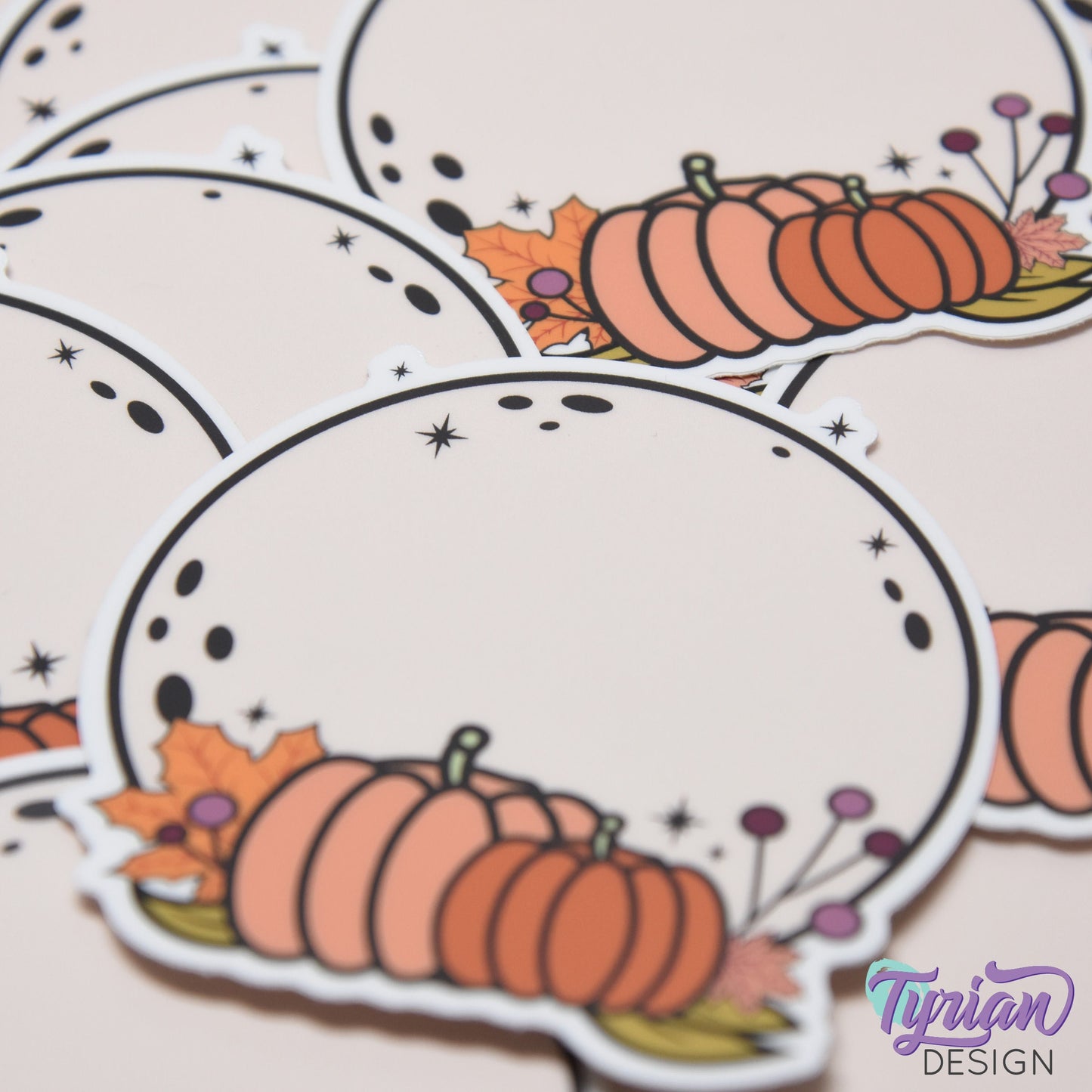 Pumpkin Moon Vinyl Sticker | High quality weather proof vinyl | 3 x 3" | Fall Full Moon | Pumpkin Full Moon sticker | Shades of Autumn