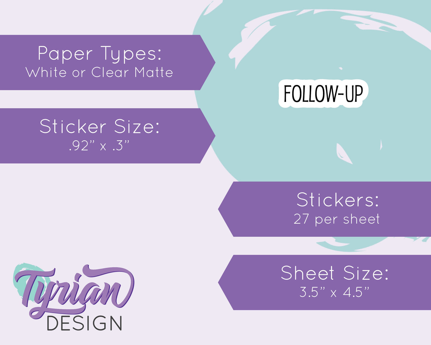 Follow-Up Sticker | 27 Stickers | .92" x .3" Each | Emm Font