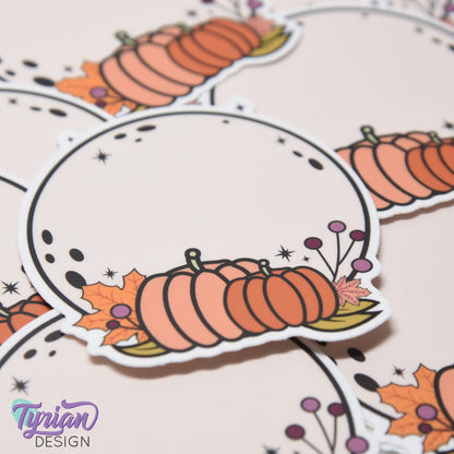Pumpkin Moon Vinyl Sticker | High quality weather proof vinyl | 3 x 3" | Fall Full Moon | Pumpkin Full Moon sticker | Shades of Autumn