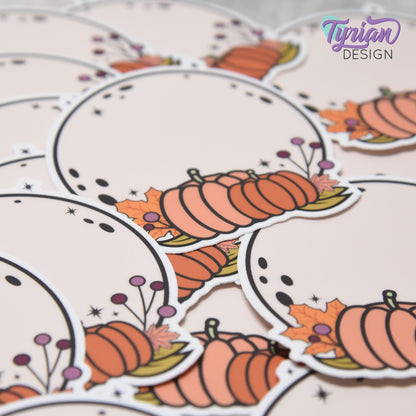 Pumpkin Moon Vinyl Sticker | High quality weather proof vinyl | 3 x 3" | Fall Full Moon | Pumpkin Full Moon sticker | Shades of Autumn