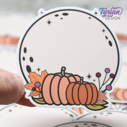 Pumpkin Moon Vinyl Sticker | High quality weather proof vinyl | 3 x 3" | Fall Full Moon | Pumpkin Full Moon sticker | Shades of Autumn