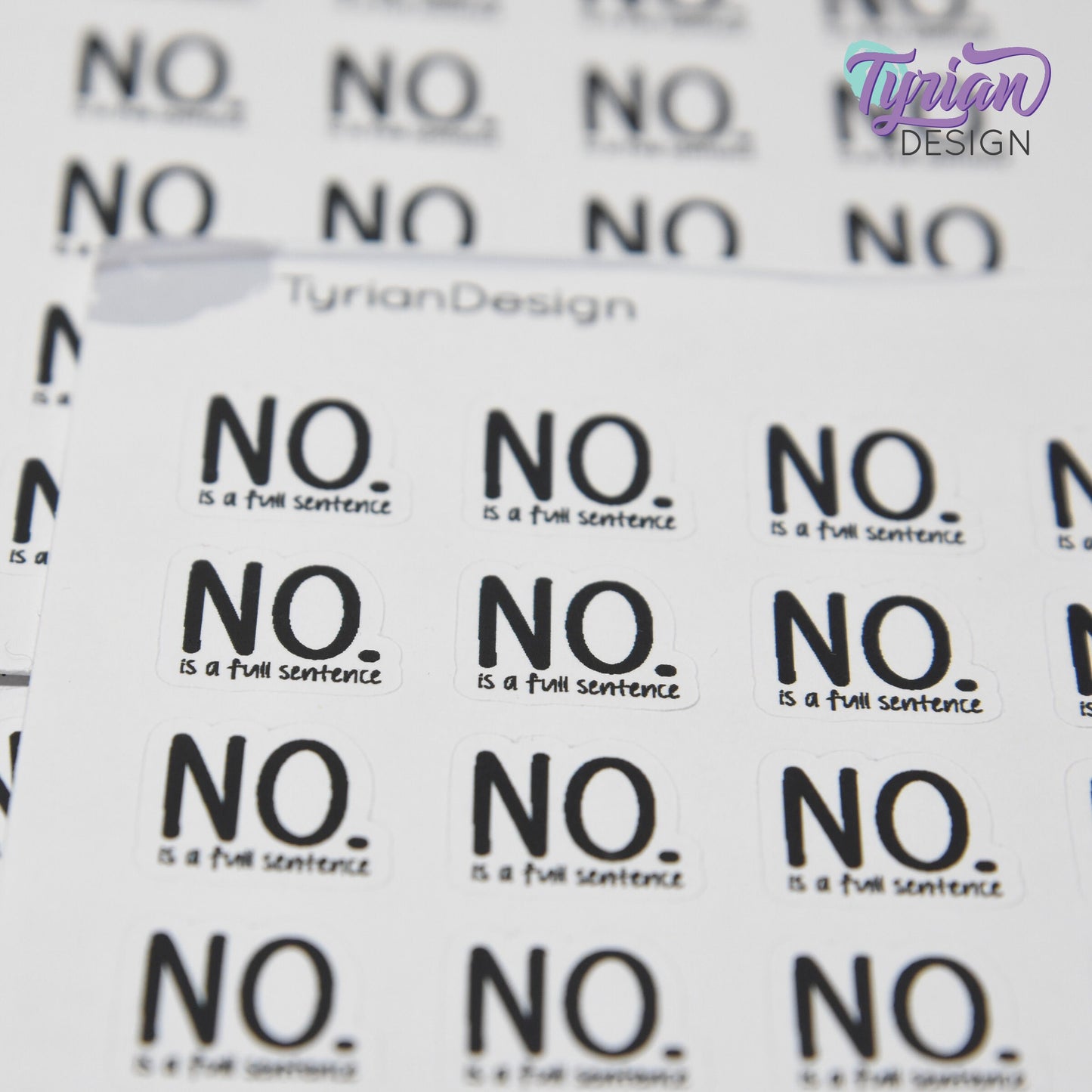 No. is a Full Sentence Stickers || 20 Stickers | .61" x .61" Each | Beau Font