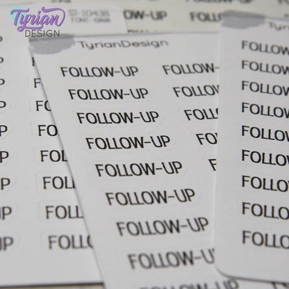 Follow-Up Sticker | 27 Stickers | .92" x .3" Each | Emm Font