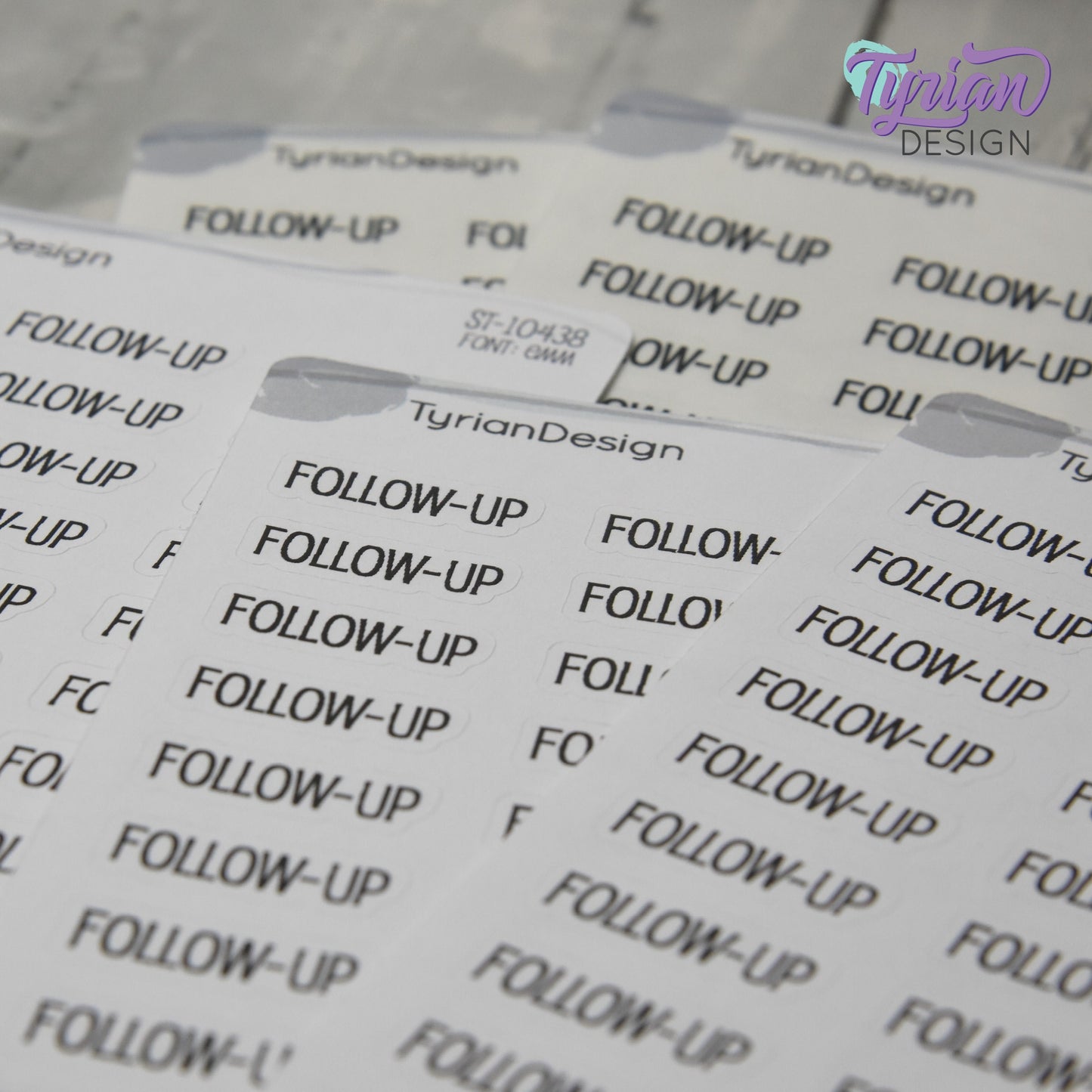 Follow-Up Sticker | 27 Stickers | .92" x .3" Each | Emm Font