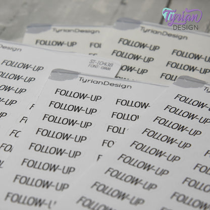 Follow-Up Sticker | 27 Stickers | .92" x .3" Each | Emm Font