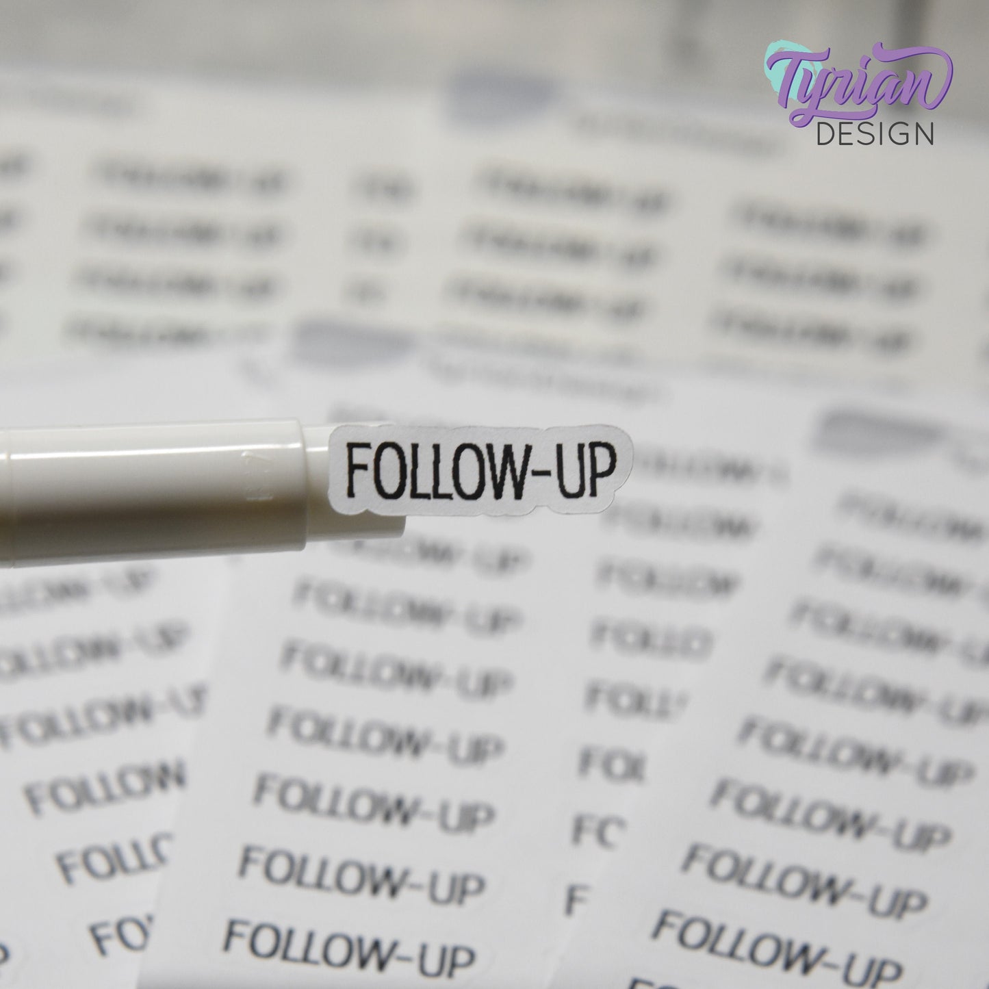 Follow-Up Sticker | 27 Stickers | .92" x .3" Each | Emm Font