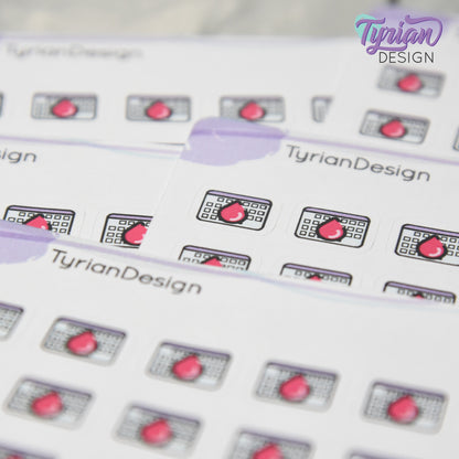 Period Stickers | Tiny Menstrual stickers | Mini sheet | 18 stickers | .47 x .37" each | Period Tracking icon | White or Clear Matte
