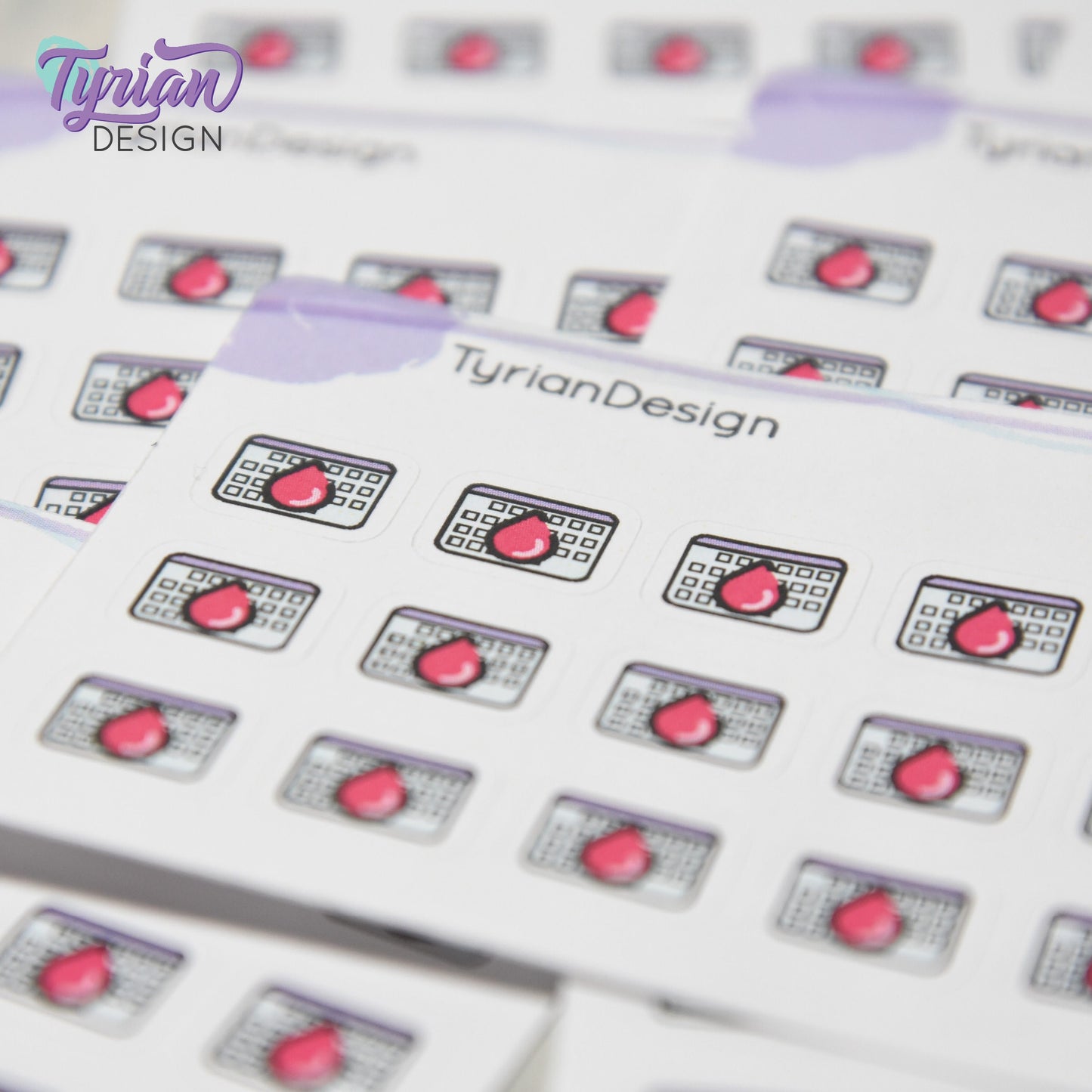 Period Stickers | Tiny Menstrual stickers | Mini sheet | 18 stickers | .47 x .37" each | Period Tracking icon | White or Clear Matte