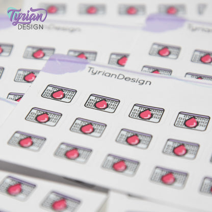 Period Stickers | Tiny Menstrual stickers | Mini sheet | 18 stickers | .47 x .37" each | Period Tracking icon | White or Clear Matte