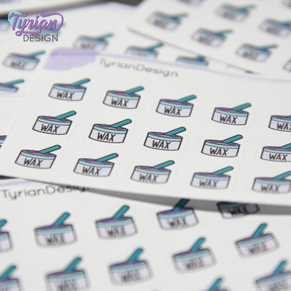 Wax Stickers | Tiny Bikini Wax stickers | Mini sheet | 18 stickers | .43 x .5" each | Waxing Apt. Tracking icon | White or Clear Matte