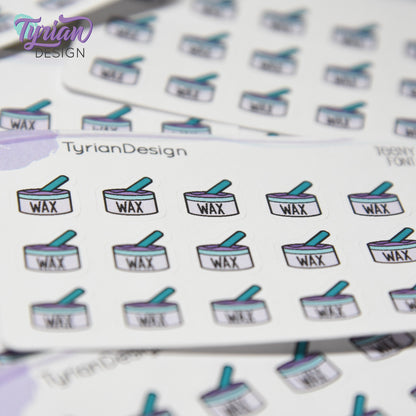 Wax Stickers | Tiny Bikini Wax stickers | Mini sheet | 18 stickers | .43 x .5" each | Waxing Apt. Tracking icon | White or Clear Matte