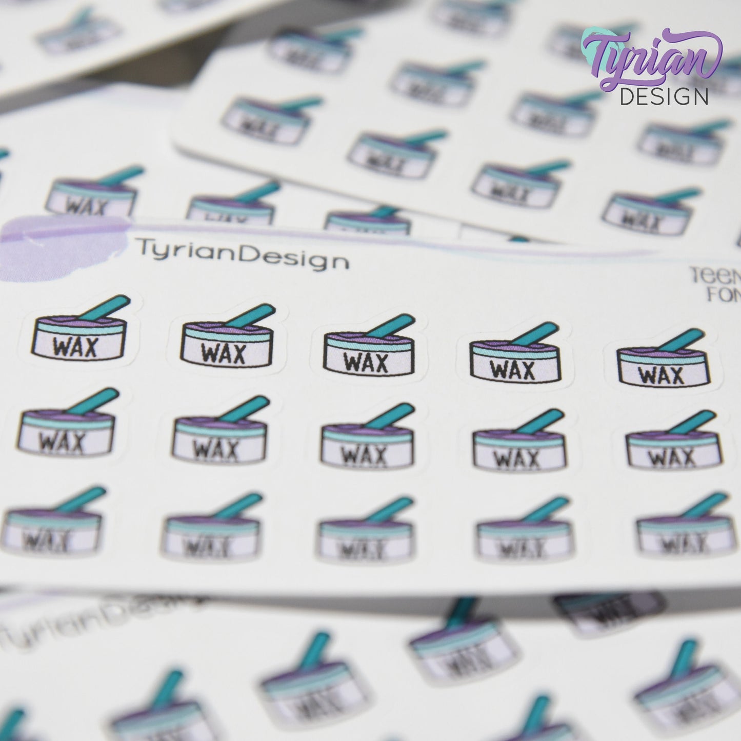 Wax Stickers | Tiny Bikini Wax stickers | Mini sheet | 18 stickers | .43 x .5" each | Waxing Apt. Tracking icon | White or Clear Matte