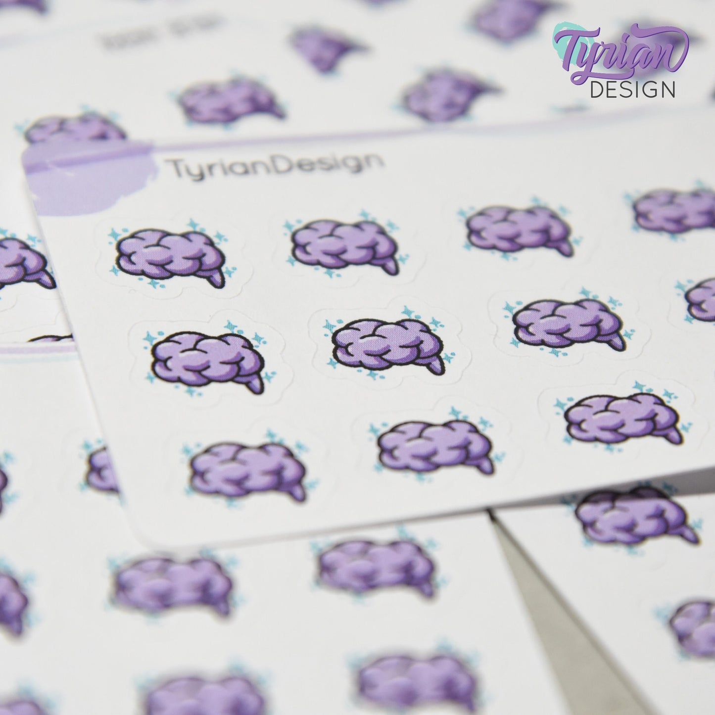 Brain Stickers | Tiny Brain stickers | Mini sheet | 15 stickers | .57 x .5" each | Brainstorm icon | White or Clear Matte