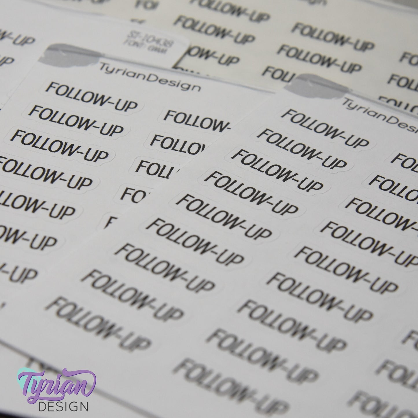 Follow-Up Sticker | 27 Stickers | .92" x .3" Each | Emm Font