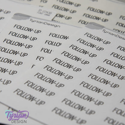 Follow-Up Sticker | 27 Stickers | .92" x .3" Each | Emm Font