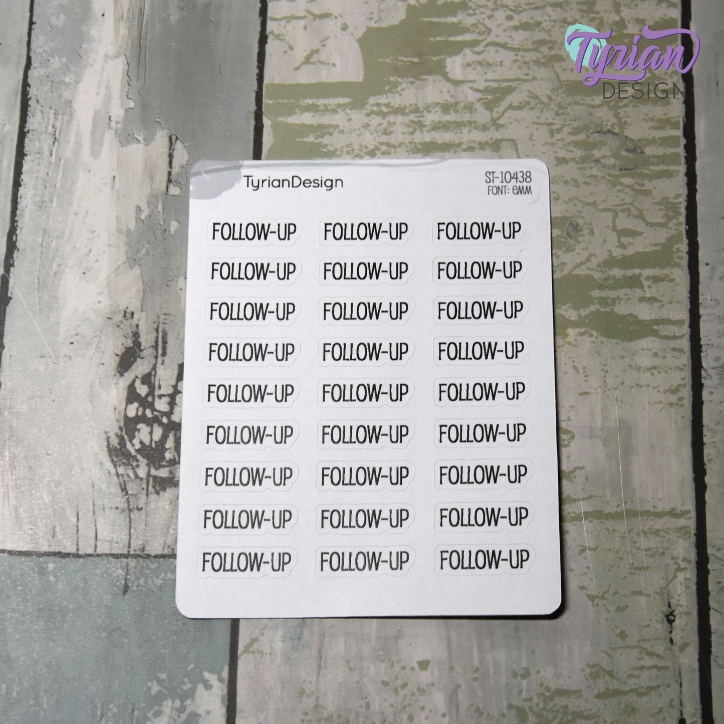 Follow-Up Sticker | 27 Stickers | .92" x .3" Each | Emm Font