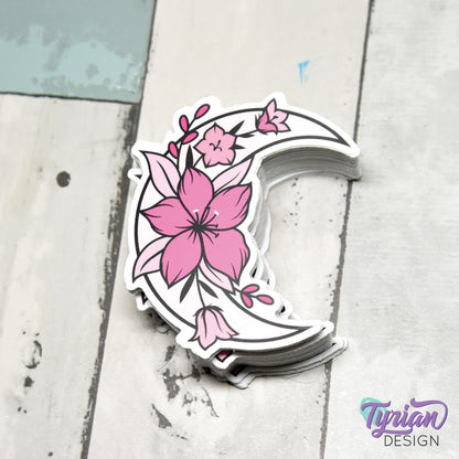 Pink Moon Vinyl Sticker | High quality weather proof vinyl | 3 x 3" | Monotone Moon | Pastel sticker | Shades of Pink