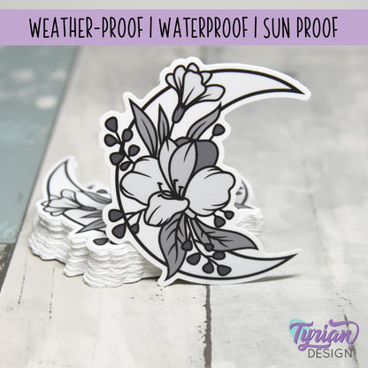 Gray Moon Vinyl Sticker | High quality weather proof vinyl | 3 x 3" | Monotone Moon | Pastel sticker | Shades of Grey