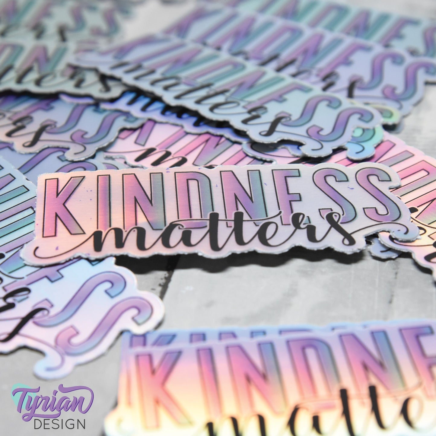 Kindness Matters Vinyl Sticker | Rainbow Matte Oil Slick | high quality weather proof vinyl | 3" x 1.25" inches | Kindness Sticker