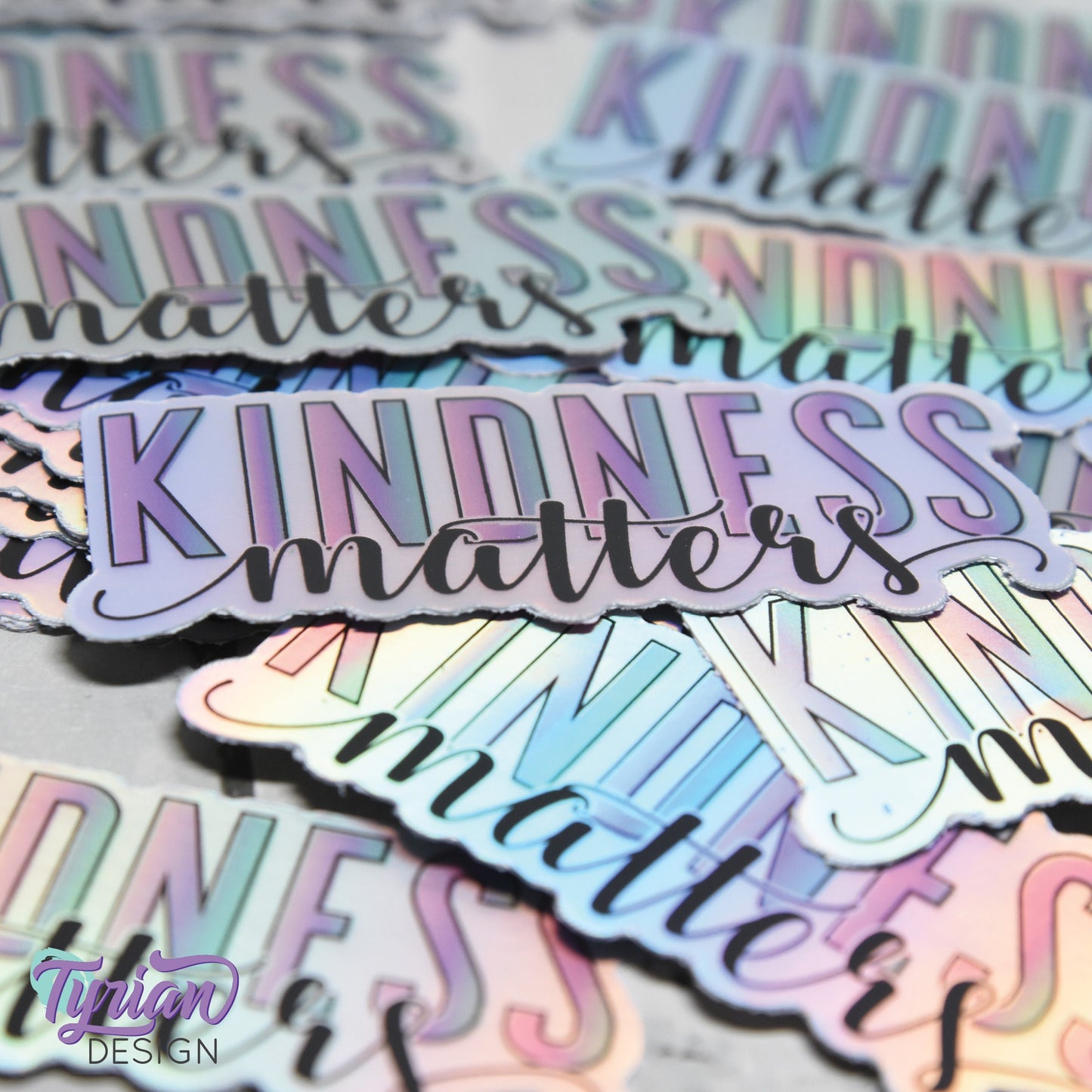 Kindness Matters Vinyl Sticker | Rainbow Matte Oil Slick | high quality weather proof vinyl | 3" x 1.25" inches | Kindness Sticker