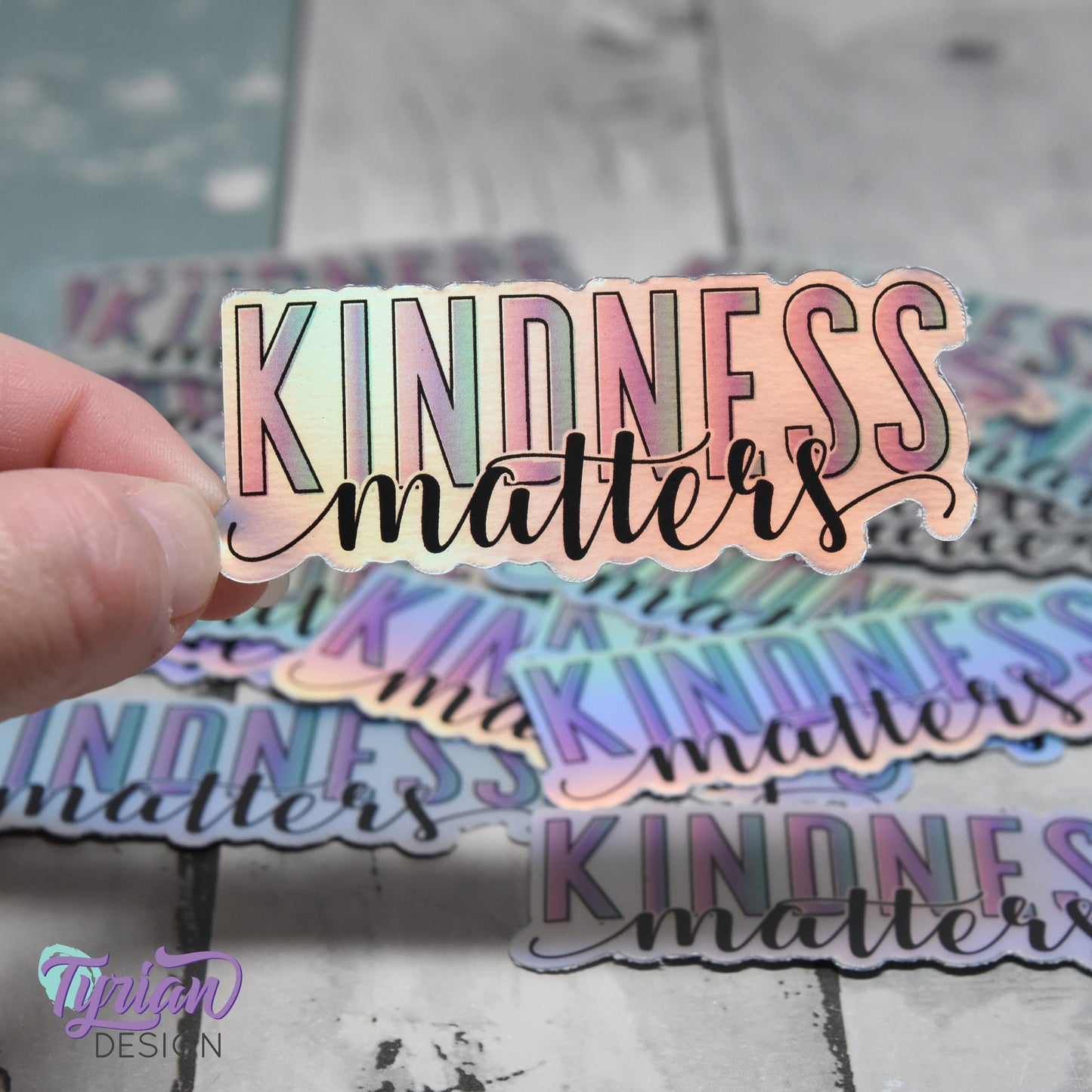 Kindness Matters Vinyl Sticker | Rainbow Matte Oil Slick | high quality weather proof vinyl | 3" x 1.25" inches | Kindness Sticker