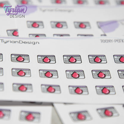 Period Stickers | Tiny Menstrual stickers | Mini sheet | 18 stickers | .47 x .37" each | Period Tracking icon | White or Clear Matte