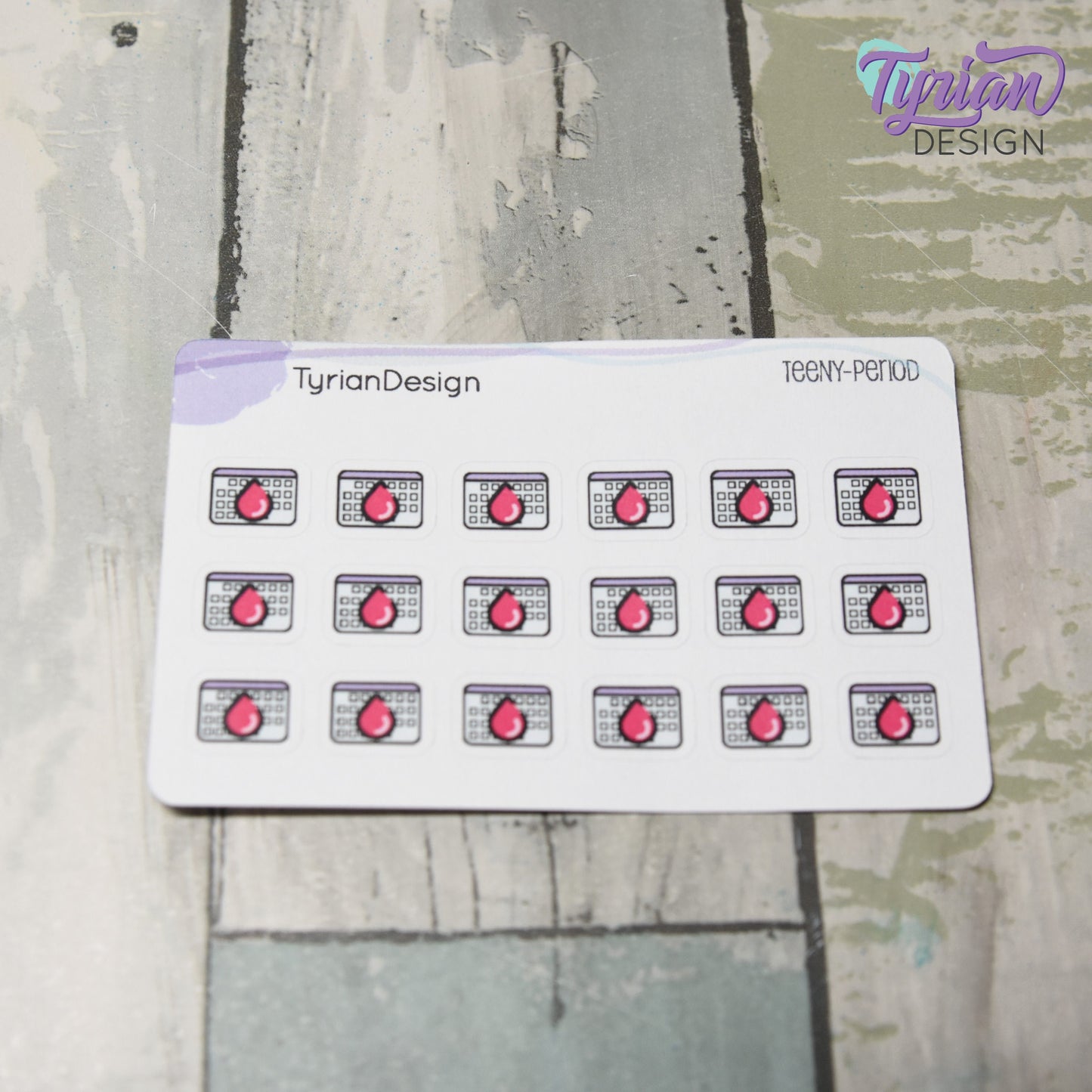 Period Stickers | Tiny Menstrual stickers | Mini sheet | 18 stickers | .47 x .37" each | Period Tracking icon | White or Clear Matte