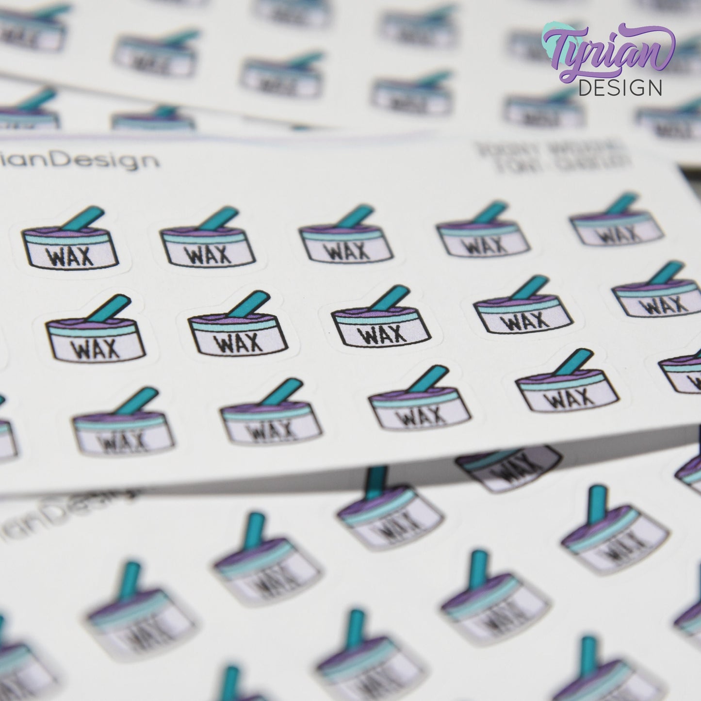 Wax Stickers | Tiny Bikini Wax stickers | Mini sheet | 18 stickers | .43 x .5" each | Waxing Apt. Tracking icon | White or Clear Matte