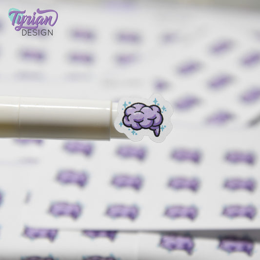 Brain Stickers | Tiny Brain stickers | Mini sheet | 15 stickers | .57 x .5" each | Brainstorm icon | White or Clear Matte