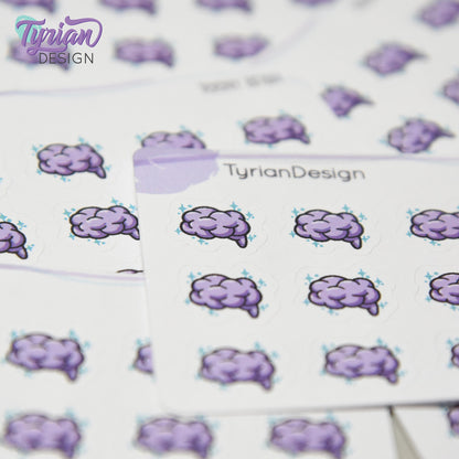 Brain Stickers | Tiny Brain stickers | Mini sheet | 15 stickers | .57 x .5" each | Brainstorm icon | White or Clear Matte
