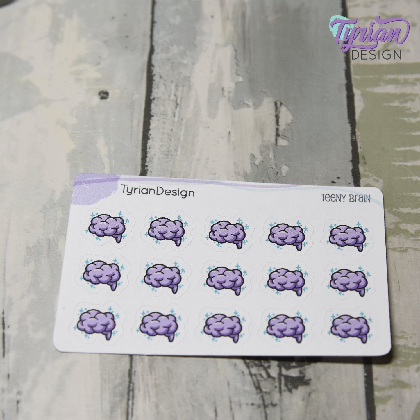 Brain Stickers | Tiny Brain stickers | Mini sheet | 15 stickers | .57 x .5" each | Brainstorm icon | White or Clear Matte