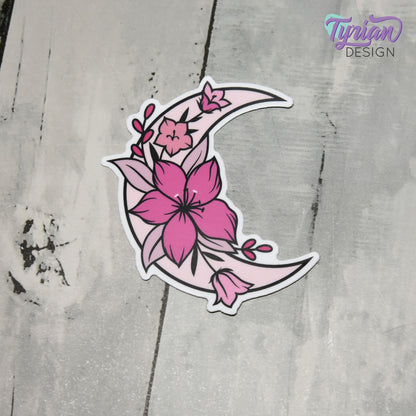 Pink Moon Vinyl Sticker | High quality weather proof vinyl | 3 x 3" | Monotone Moon | Pastel sticker | Shades of Pink