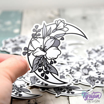 Gray Moon Vinyl Sticker | High quality weather proof vinyl | 3 x 3" | Monotone Moon | Pastel sticker | Shades of Grey