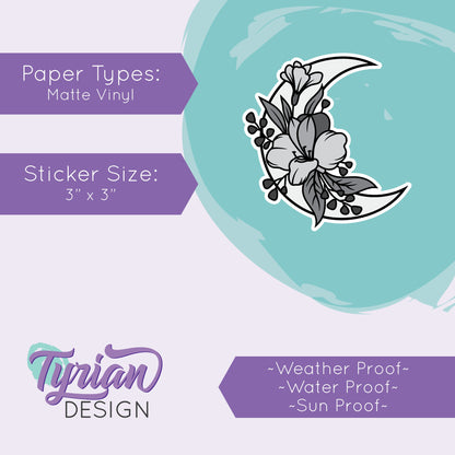 Gray Moon Vinyl Sticker | High quality weather proof vinyl | 3 x 3" | Monotone Moon | Pastel sticker | Shades of Grey