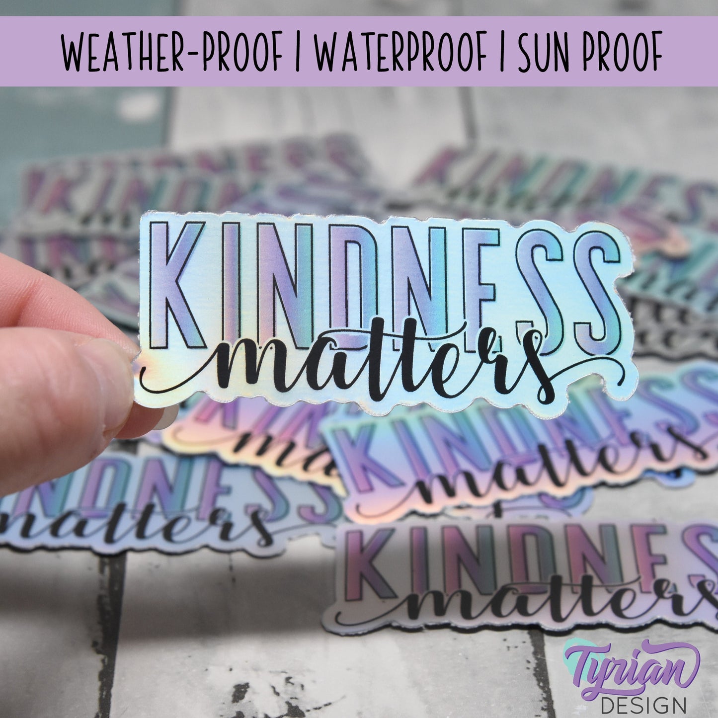Kindness Matters Vinyl Sticker | Rainbow Matte Oil Slick | high quality weather proof vinyl | 3" x 1.25" inches | Kindness Sticker