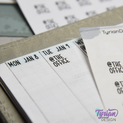 Tiny @ The Office Stickers| 20 Stickers | .45 x .46" each| Font: Charley