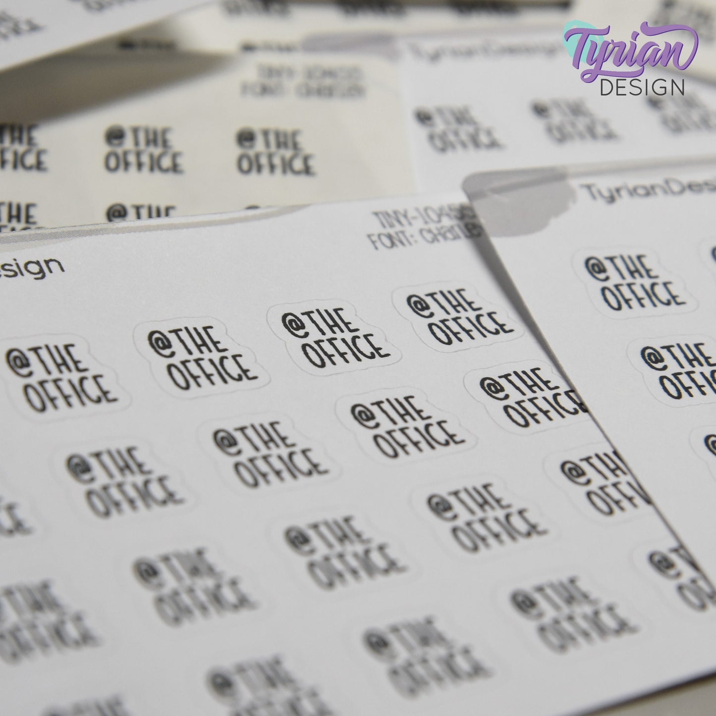 Tiny @ The Office Stickers| 20 Stickers | .45 x .46" each| Font: Charley