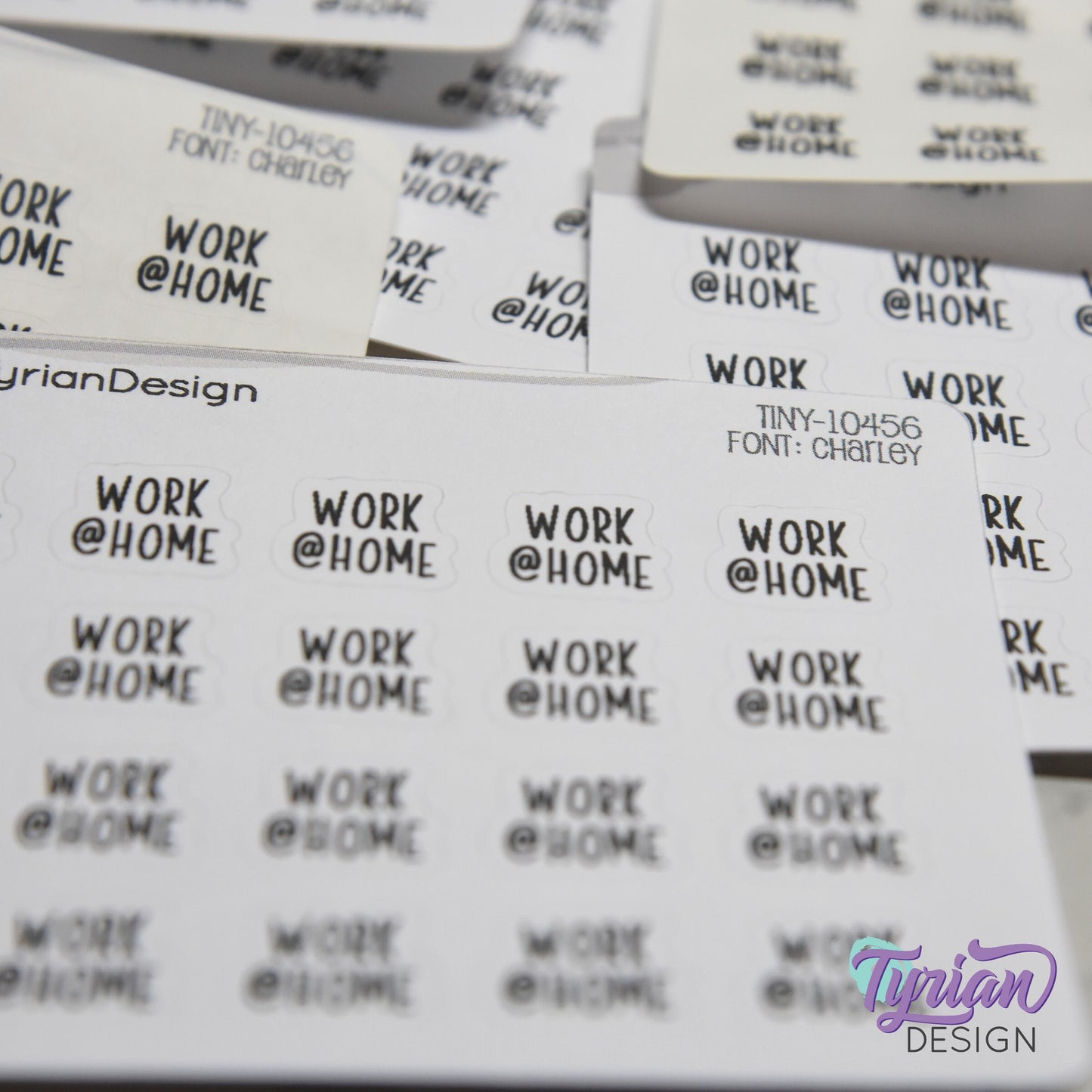 Tiny Work @ Home Stickers | 20 Stickers | .5 x .48" each | Font: Charley