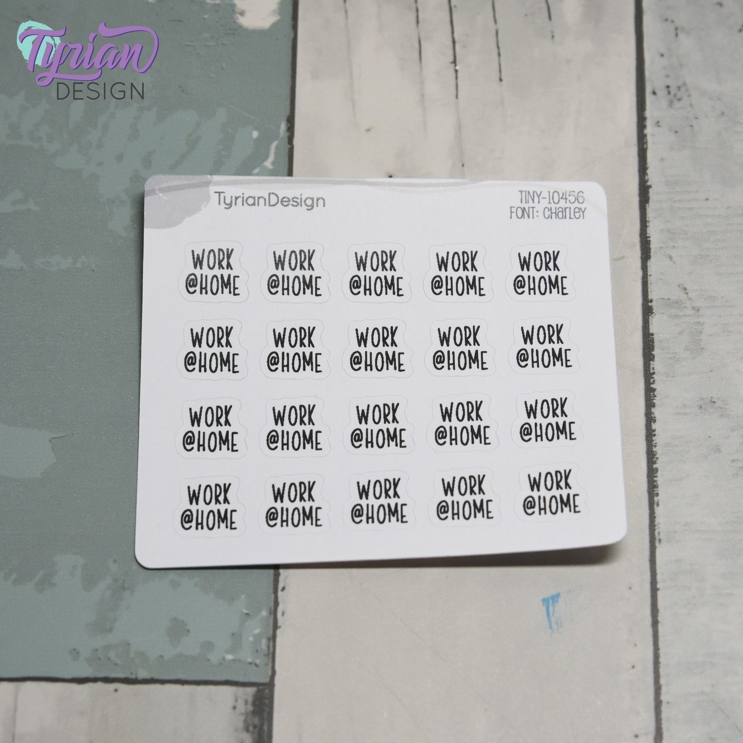 Tiny Work @ Home Stickers | 20 Stickers | .5 x .48" each | Font: Charley
