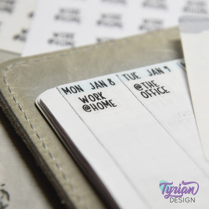 Tiny Work @ Home Stickers | 20 Stickers | .5 x .48" each | Font: Charley