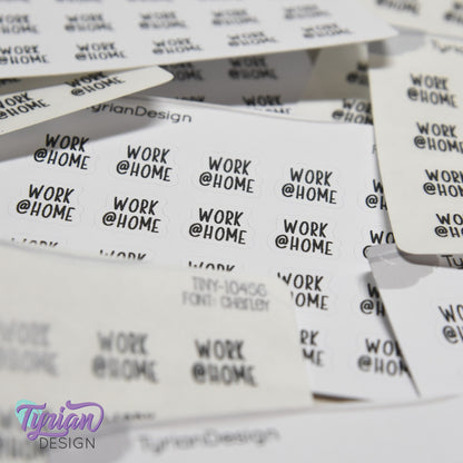 Tiny Work @ Home Stickers | 20 Stickers | .5 x .48" each | Font: Charley